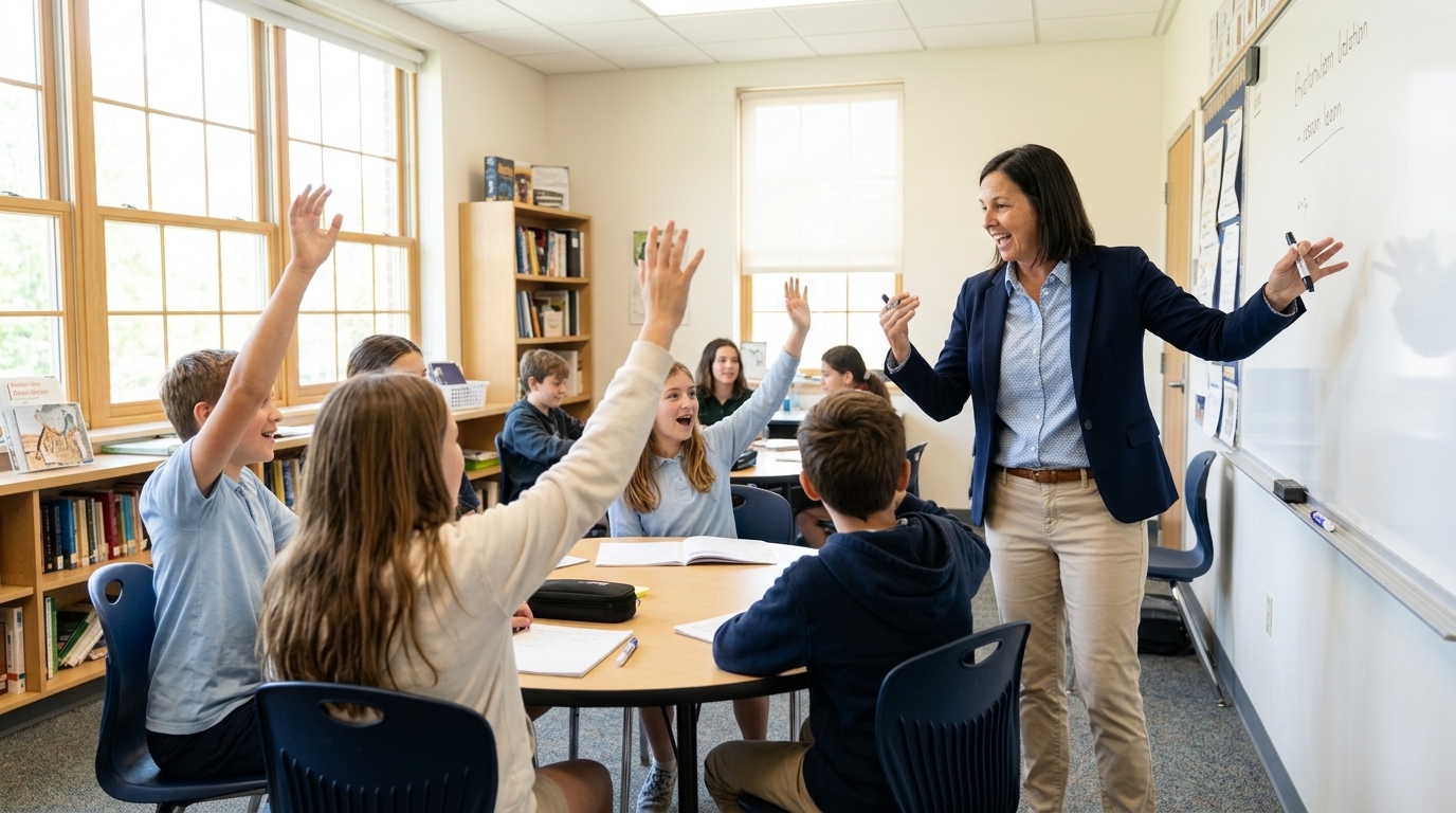 Dr. Laurie Dymes teaching in her classroom